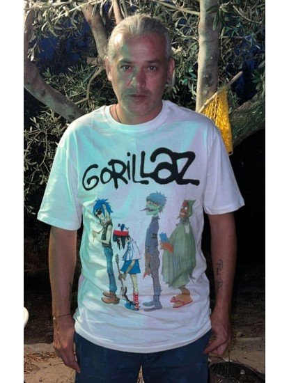 12256-Pull&Bear Beyaz Gorillaz Sıfır Yaka Tshirt 