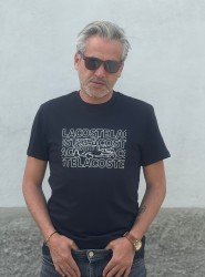 12329-LCST Siyah Önü Beyaz Baskılı Bisiklet Yaka Tshirt