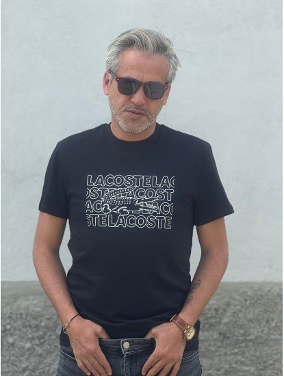 12329-LCST Siyah Önü Beyaz Baskılı Bisiklet Yaka Tshirt