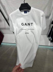 12343-GNT Beyaz Önü Baskılı Bisiklet Yaka Tshirt