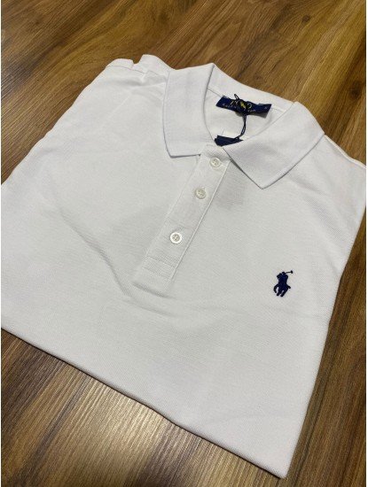 12373-PL Beyaz Nakış Logo Polo Yaka Tshirt
