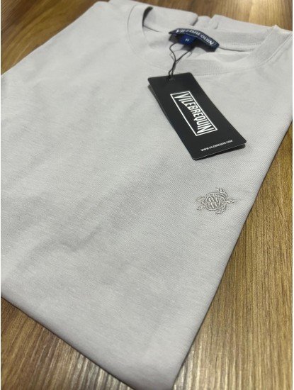 12374-VLBQN Gri Tona Ton Bisiklet Yaka Tshirt