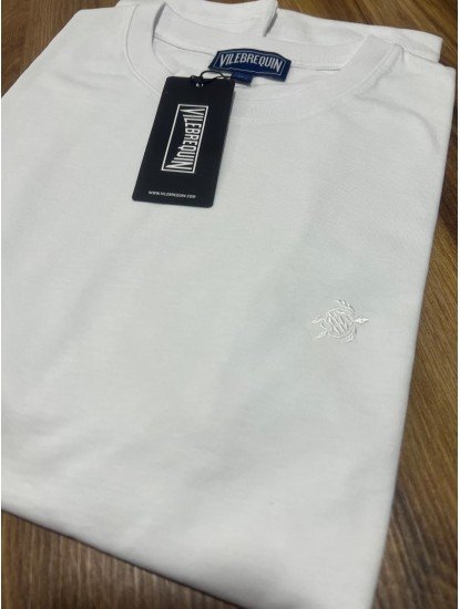12375-VLBQN Beyaz Tona Ton Bisiklet Yaka Tshirt
