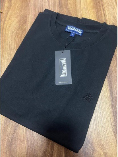 12378-VLBQN Siyah Tona Ton Bisiklet Yaka Tshirt