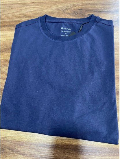 12401-AVVA Lacivert Bisiklet Yaka Tshirt