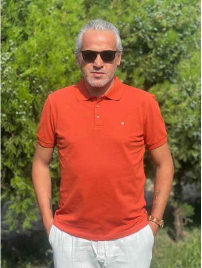 12405-AVVA Kiremit Rengi Polo Yaka Tshirt
