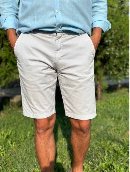 20031-Strellson Düz Gri Slim Fit Şort