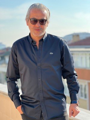 2300-LCST Lacivert Keten Slimfit Gömlek