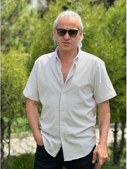 2360-Guaress Slim Fit Göfre Kısa Kollu Gömlek