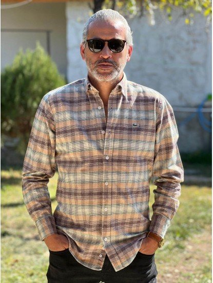 2477-LCST Slim Fit Krem Rengi İnce Oduncu Gömlek