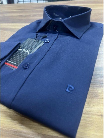 2528-Pierre Cardin Lacivert Slim Fit Gömlek