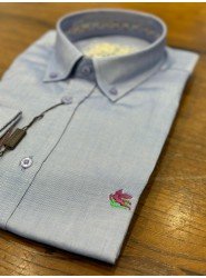 2538-Etro Comfort Fit Mavi Kompak Gömlek