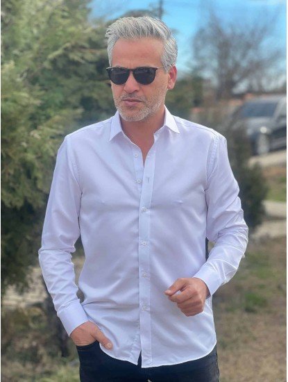 2556-Forsmen Beyaz Slim Fit Gömlek