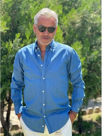 2574-Brıva Kot Slim Fit Gömlek