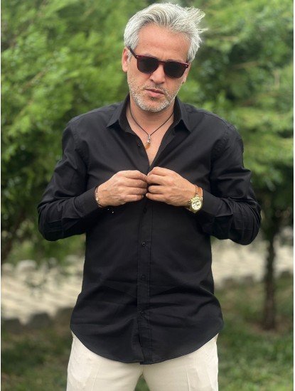 2585-VK Siyah Slim Fit Gömlek