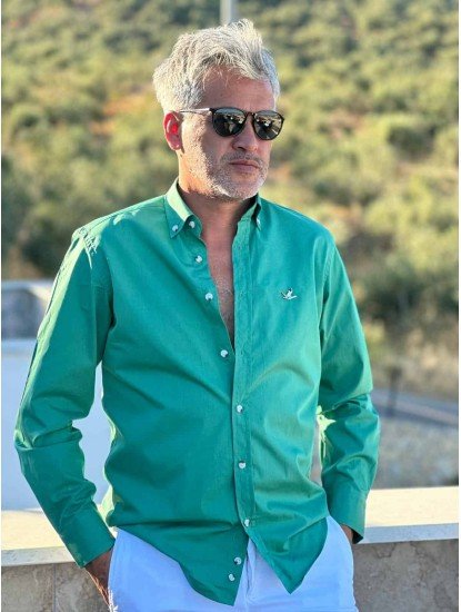 2655-BYMN Comfort Fit Ç. Yeşili Pamuk Gömlek