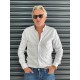 2681-Briva Slim Fit Garnili Beyaz Pamuk Gömlek 