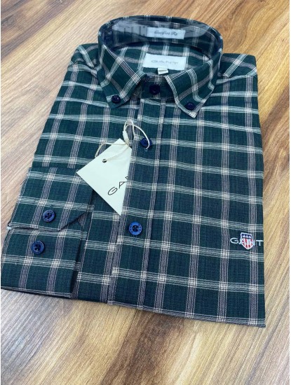 2689-GNTYeşil Kareli Comfort Fit Gömlek 