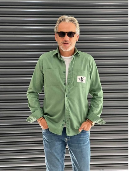 2708-CK Yeşil Cepli Regular Fit Kot Gömlek 