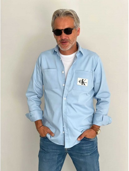 2712-CK Mavi Cepli Regular Fit Kot Gömlek 