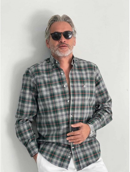 2729-BYMN Yeşil Kareli Comfort Fit Gömlek 