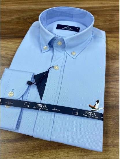 2734-Briva  Mavi Slim Fit Gömlek 