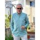 2367-ALSNT Su Yeşili Slim Fit Kendinden Dokulu Gömlek