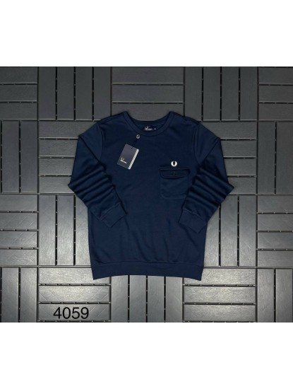 6108-Fred Perry Lacivert Cep Detaylı Bisiklet Yaka Sweath