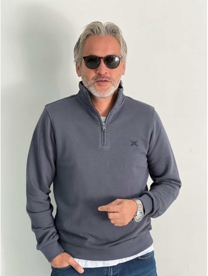 6127-Sir Raymond Tailor Yarım Fermuarlı Antrasit  Sweath