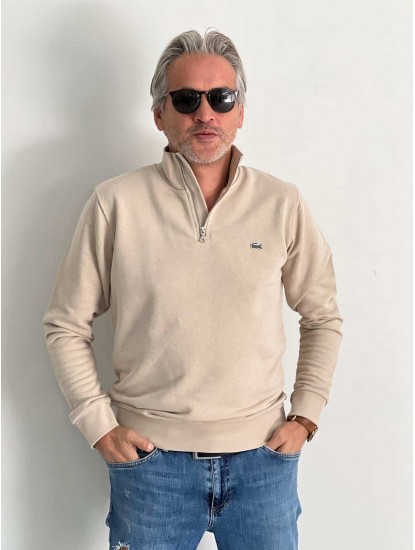6146-LCST Bej Yarım Fermuarlı Sweath