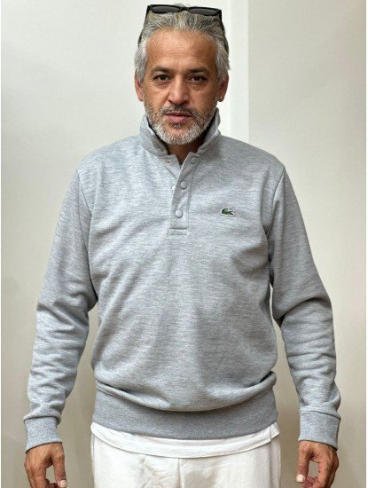 6158-LCST Gri Çıtçıtlı Polo Yaka Sweath