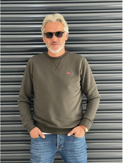 6174-LVS Yeşil Sıfır Yaka Şardonsuz Slim Fit Sweath