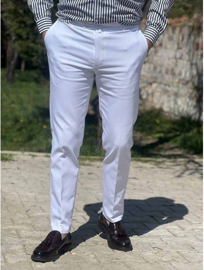 7084-Score Beyaz Pantolon