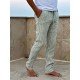 7117-BYMN Comfort Fit Yeşil Çizgili Müslin Pantolon 