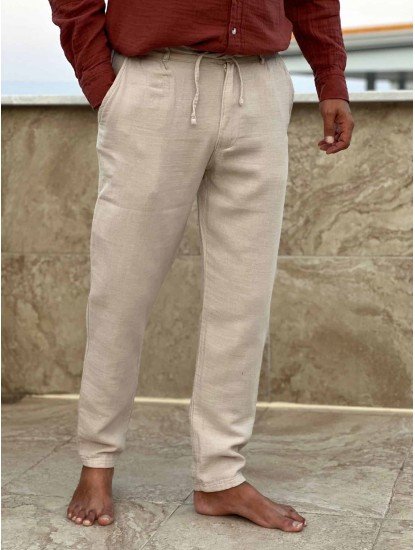 7127-BYMN Comfort Fit Vizon Müslin Pantolon