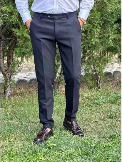 7128-Score Lacivert Slim Fit Pantolon 