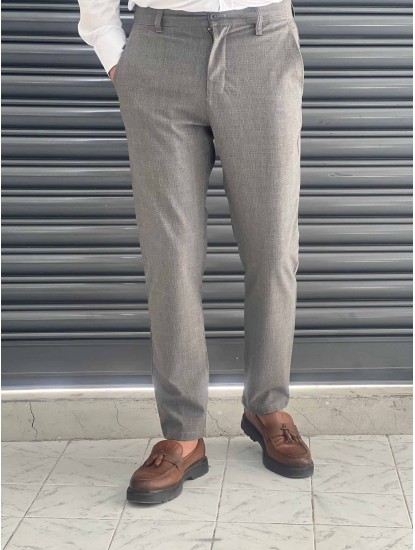 7136-Zara Gri Kırçıllı Pantolon