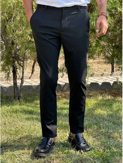 7137-Zara Siyah Bel Detaylı Slim Fit Pantolon