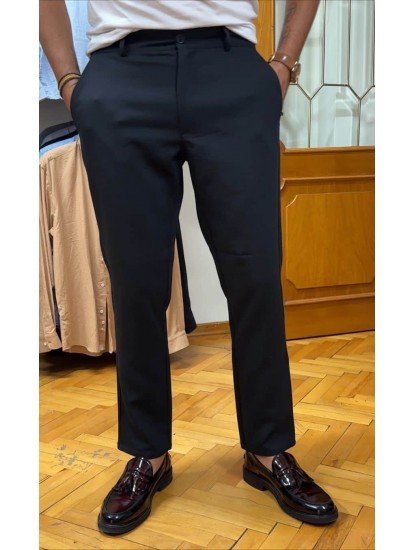 7149-Zara Siyah Fermuarlı Pantolon