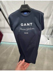 8282-GNT Lacivert Önü Baskılı Bisiklet Yaka Tshirt