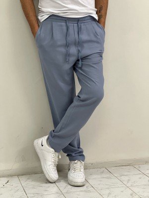 8306-VLBQN Mavi Keten Pantolon