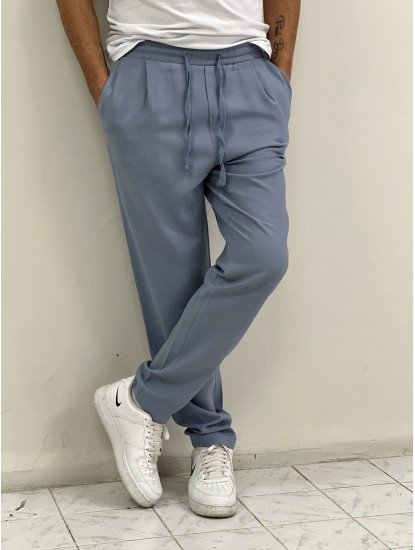 8306-VLBQN Mavi Keten Pantolon