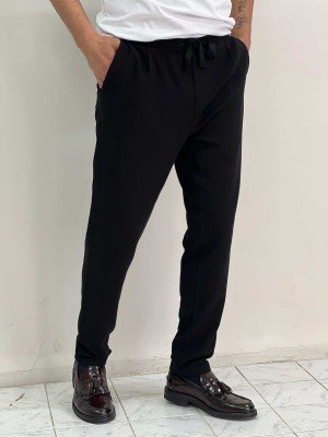 8307-VLBQN Siyah Keten Pantolon