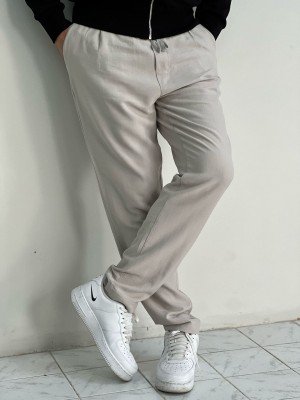 8313-VLBQN Taş Rengi Keten Pantolon
