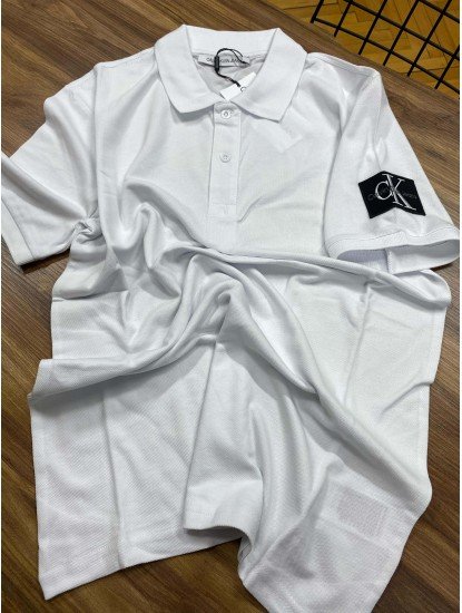 8317-CK Beyaz Kol Detaylı Polo Yaka Tshırt
