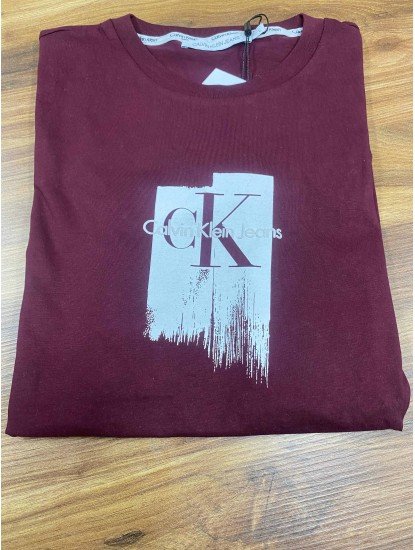 8399-CK Bordo  Bisiklet Yaka Tshırt
