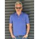 8489-Zilli Saks Mavisi Yarım Fermuarlı Polo Yaka Kısa Kollu Slim Fit Merserize