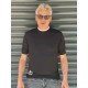 8516-Angelo Galasso Siyah Bisiklet Yaka Kısa Kollu Slim Fit Merserize