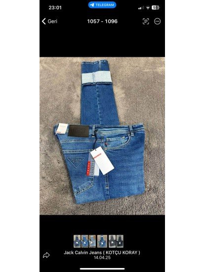 8518-PRD Mavi Kot Regular Pantolon