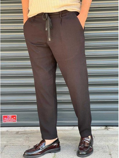 8523-JC Siyah Keten Pantolon